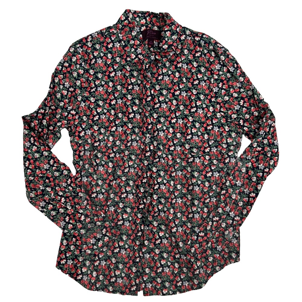 J Crew Liberty Fabric Floral Button Up Shirt Long Sleeve Collared Multicolor 4